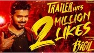 Fans Celebrate as Thalapathy Vijay&rsquo;s Bigil Trailer Hits 2 Million Likes on YouTube!