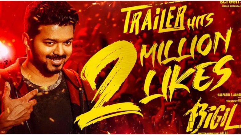 Fans Celebrate as Thalapathy Vijay’s Bigil Trailer Hits 2 Million Likes on YouTube!