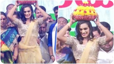 PV Sindhu Celebrates Floral Festival Bathukamma Sambaralu in Hyderabad (Watch Video)