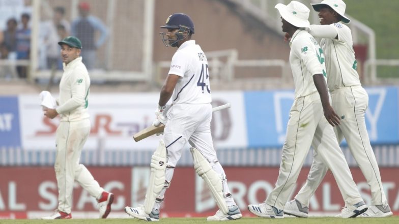 Rohit Sharma Brings Up First Test Double Hundred With Massive Six During India vs South Africa, 3rd Test 2019 Day 2 (Watch Video)