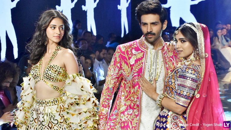 Kartik Aaryan, Ananya Panday and Bhumi Pednekar Sashay the Runway for Abu Jani-Sandeep Khosla’s New Bridal Collection (View Pics)