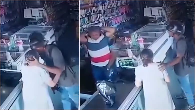 Thief kisses woman's forehead instead of looting her at a Brazilian Pharmacy. 