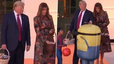 Donald and Melania Trump Place Halloween Candy on Head of Child Dressed As Minion, Netizens Troll Them for Being Insensitive (Watch Viral Video)