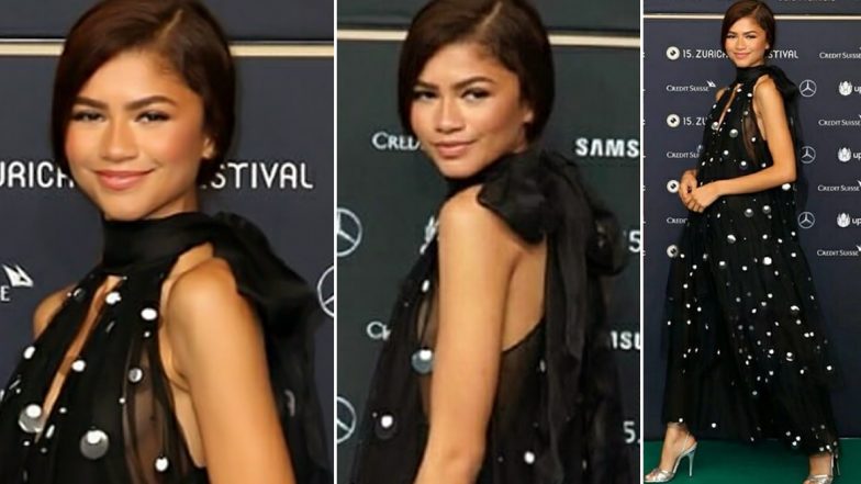 Yo or Hell No? Zendaya in a Black Tommy Hilfiger Dress for the Premiere of 'Le Mans ‘66' at the 15th Annual Zürich Film Festival