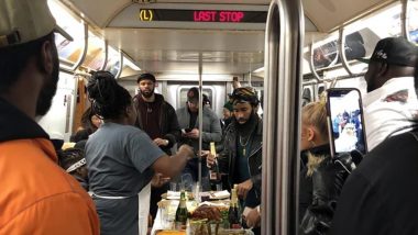 Thanksgiving 2019: NYC Subway Riders Have a Full Thanksgiving Dinner on the L Train and the Video Is Going Viral!