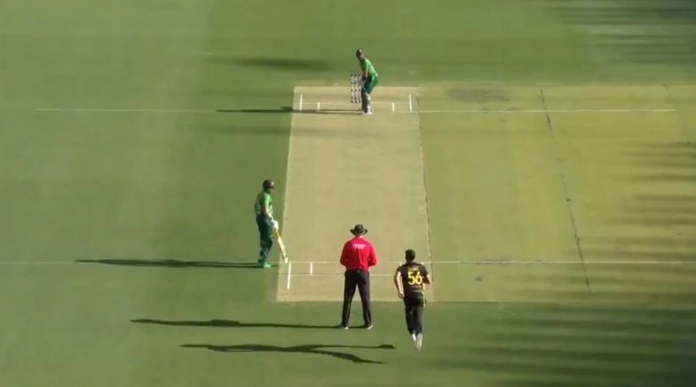 Mitchell Starc Clean Bowls Mohammad Rizwan For a Duck During Australia vs Pakistan 3rd T20I 