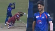 Abu Dhabi T10 League 2019: Andre Russell Falls on the Ground Against a Deadly Bouncer by Qais Ahmad During Bangla Tigers vs Northern Warriors Match (Watch Video)