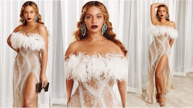 Beyonce Casts a Magic Spell in Super Sexy ‘Angelic’ Silver Sheer Dress With Faux Fur Wrap at Husband Jay-Z’s Charity Event, View Pics of Queen Bey!