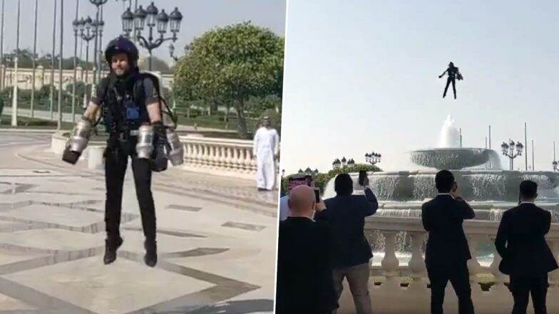 Humans to Fly Like Birds? British Inventor Richard Browning Amuses People by Flying a Jet Suit in Saudi Arabia (Watch Video) Humans to Fly Like Birds? British Inventor Richard Browning Amuses People by Flying a Jet Suit in Saudi Arabia (Watch Video)