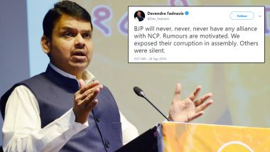 'BJP Will Never Have Alliance With NCP': Old Tweet of Devendra Fadnavis Comes Back to Haunt Him, Netizens See Hypocrisy as BJP 'Accepts' Scam-Tainted Ajit Pawar