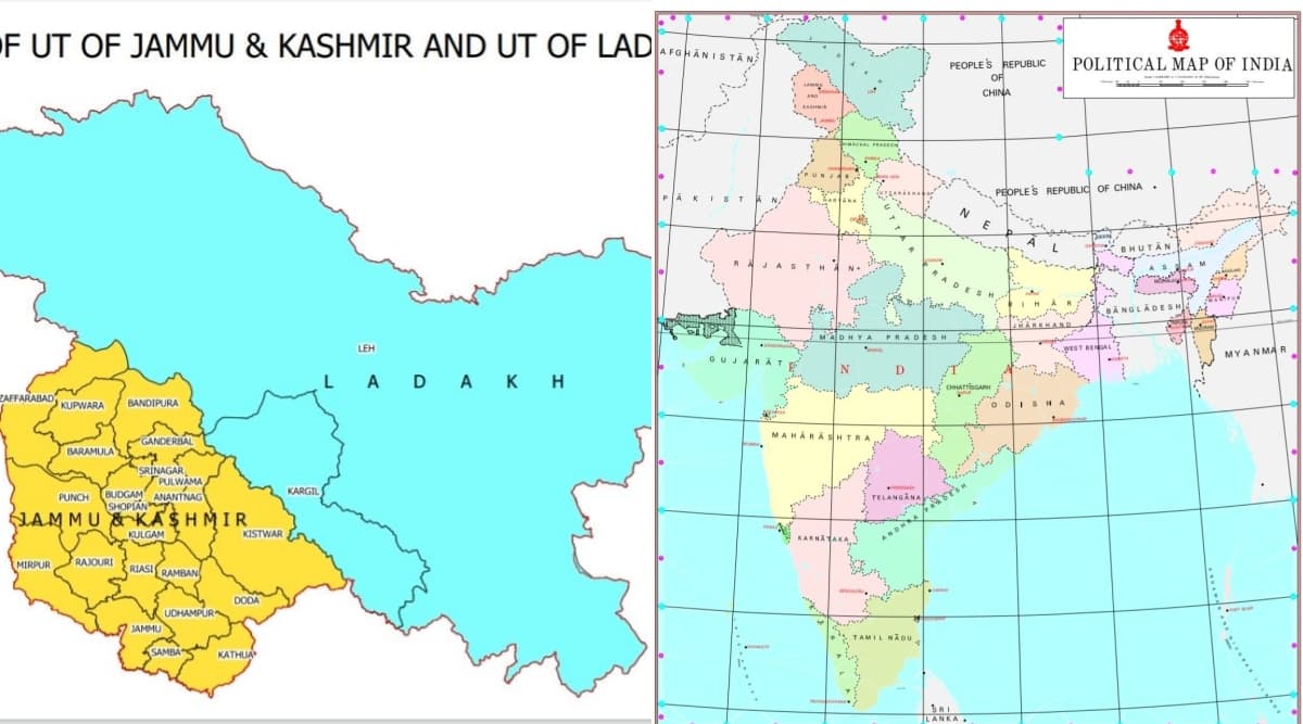 Map of India Depicting New UTs of Jammu & Kashmir and Ladakh Released by Government Map of India Depicting New UTs of Jammu & Kashmir and Ladakh Released by Government