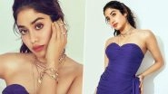 Janhvi Kapoor&rsquo;s Purple Dress With Its Dangerously Daring Thigh-High Slit Is Making Us Gasp for Air (View Pics)