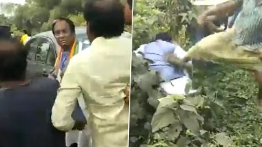 West Bengal By-Elections 2019: BJP's Joy Prakash Majumdar Heckled, Kicked Allegedly by TMC Workers, Watch Video