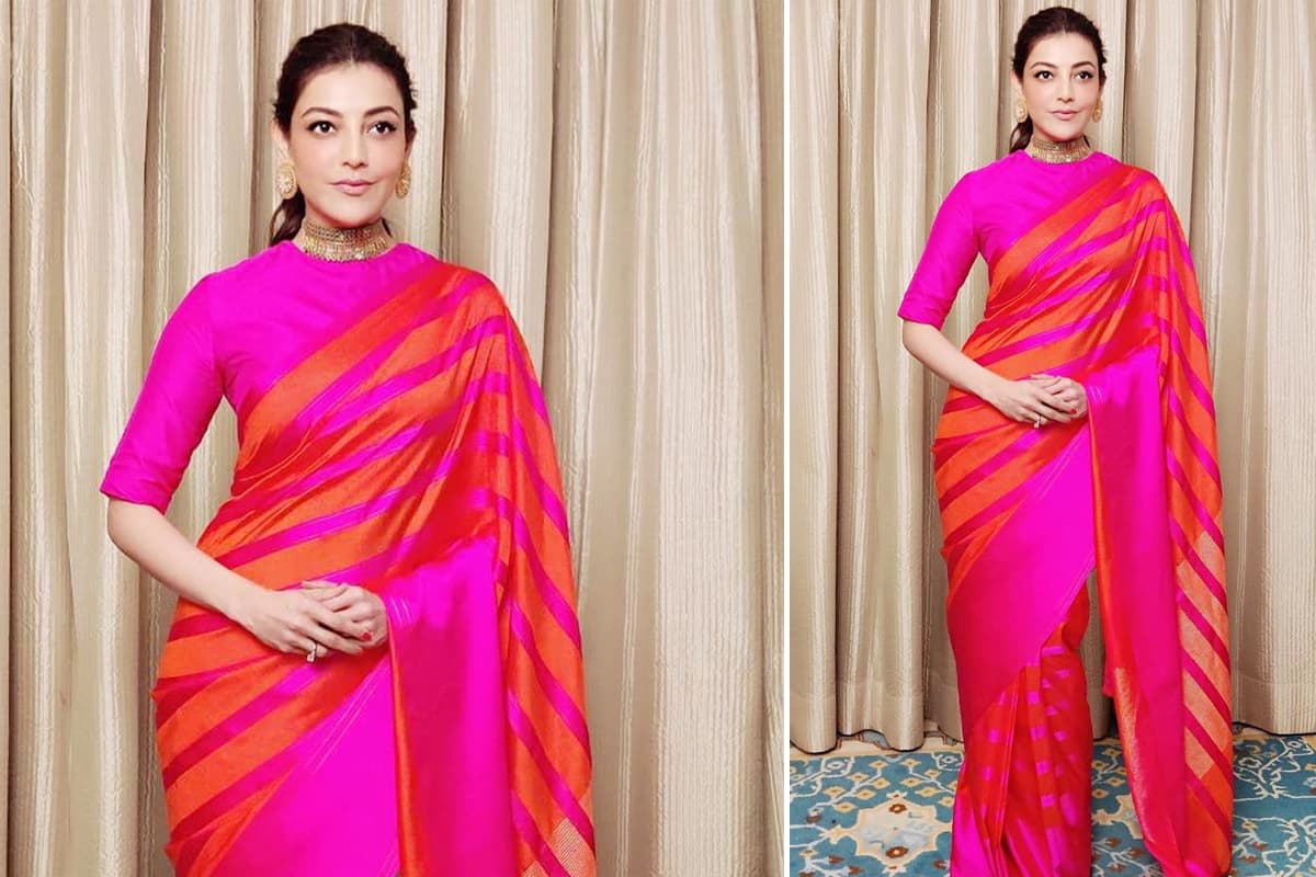Kajal Aggarwal in Raw Mango for Comali Success Party (3)