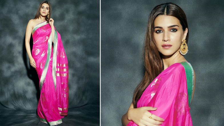 Kriti Sanon’s Pretty Pink Saree for Panipat Promotions Is Not Just Splendid but Also a Wardrobe Must-Have! View Pic
