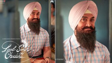 Laal Singh Chaddha Poster: Aamir Khan’s Avatar in a Pink-Coloured Turban, Rolled-Up Moustache and Long Beard Grabs Our Attention (View Pic)