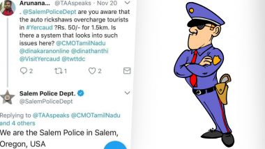 Man Unknowingly Tags Salem Police Station in US to Complain About Rickshaw Drivers in Tamil Nadu, Old Tweet Goes Viral