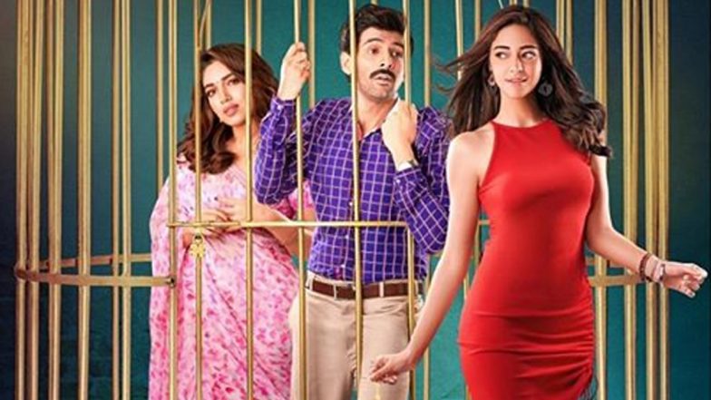 Pati Patni Aur Woh: Kartik Aaryan Is Caged With ‘Patni’ Bhumi Pednekar but Wants to Flee With 'Woh' Ananya Panday in This New Poster (See Pic)