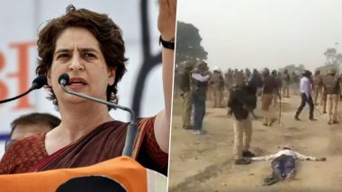 Priyanka Gandhi Shares Video of Brutal Police Crackdown at Unnao Farmers' Protest, Slams UP CM Yogi Adityanath