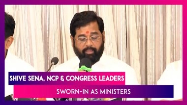 Shiv Sena, NCP & Congress Leaders Sworn-In As Ministers, 'Maharashtra Vikas Aghadi Will Work For Betterment Of Maharashtra,’ Says Eknath Shinde