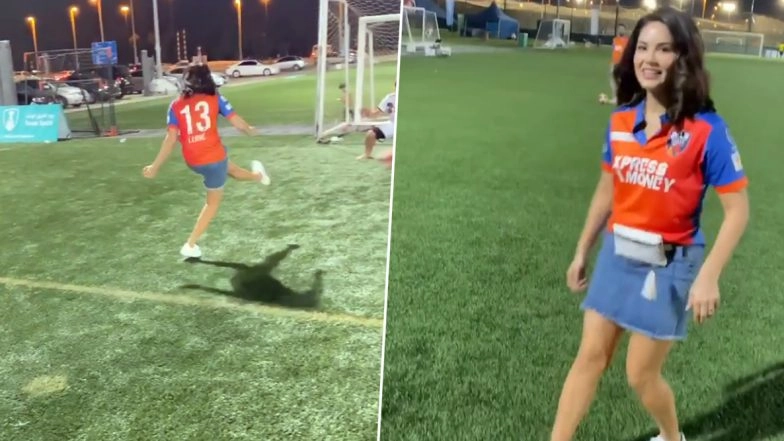 Sunny Leone Shows Off Her Football Skills Post Bangla Tigers vs Delhi Bulls' Nail-Biting Match in Abu Dhabi T10 League 2019 (Watch Video)