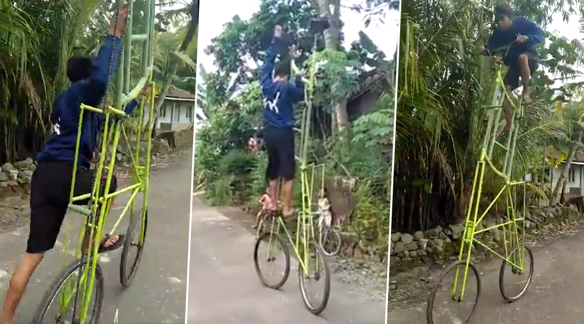 Is This The Tallest Bicycle Ever Video Of Malaysian Boy Riding 3 Metre High Cycle Goes Viral Latestly