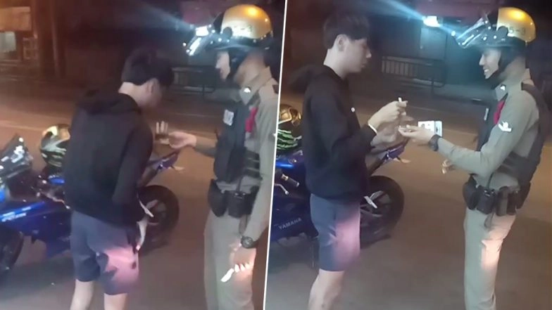 Thai Teenager Gets Caught Speeding After Family Forgot His Birthday, Policeman Celebrates it by Cutting Cake (Video of Sweet Gesture Goes Viral)