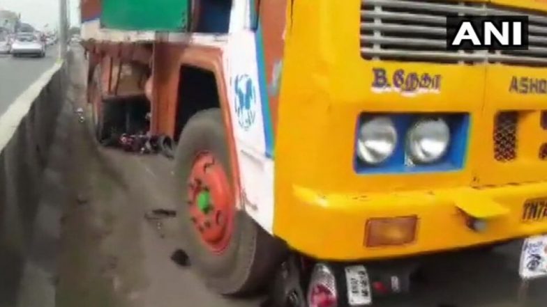 Chennai: Woman on Scooter Hit by Truck While Avoiding AIADMK Pole, Two-Months After Subashree's Horrific Road Accident