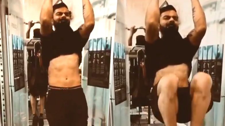 Virat Kohli Flaunts His Chiseled Abs While Hitting the Gym Hard Ahead of India vs Bangladesh, 2nd Test 2019 (Watch Video)