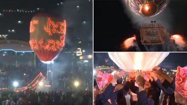 Breath-Taking View of Flames and Fireworks Take Over As Myanmar Fire Balloon Fest Opens (Watch Video)