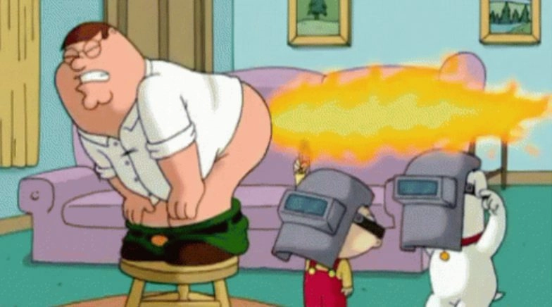 Man launches firework from between his bum cheeks. 