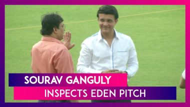 BCCI President Sourav Ganguly Inspects Eden Pitch Ahead Of Day-Night India vs Bangladesh Test