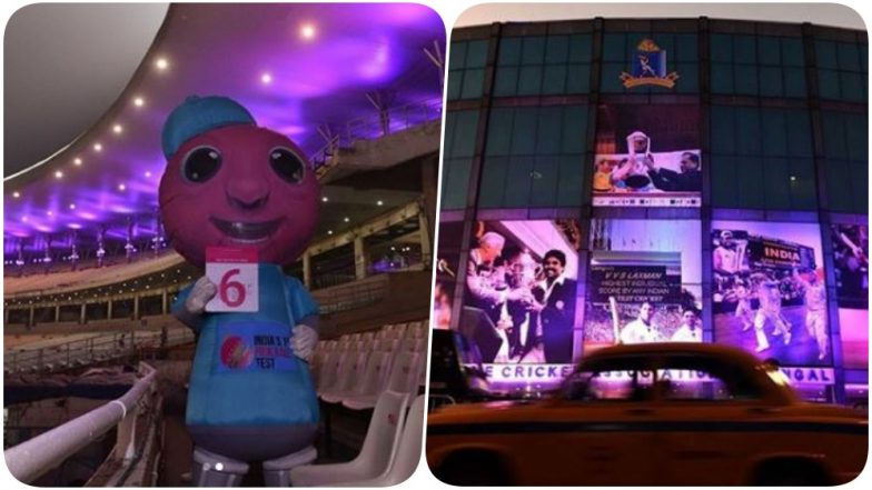 Eden Gardens, Kolkata Decked Up With Pink Lights For India vs Bangladesh, Day and Night Historic Test Match (See Video and Pics)