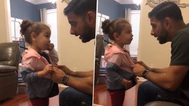 Baby Girl Steals Friend’s Jacket, Viral Video of Adorable Banter Between Father and Daughter Delights the Internet