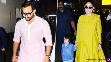 Saif Ali Khan, Kareena Kapoor Make a Stylish Appearance While Son Taimur Sticks His Tongue Out Adorably! (View Pics)