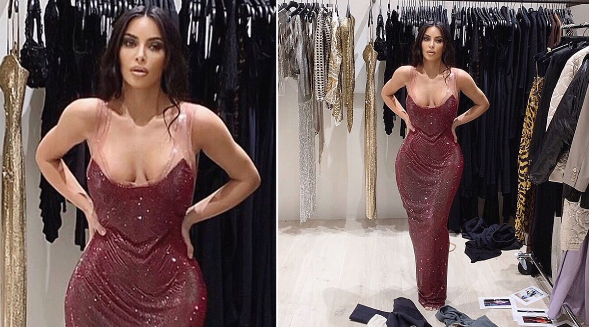 Kim K Blowjob Video - Kim Kardashian Is Disheartened As She Can't Fit in Her Sparkly Versace  Gown! Beauty Mogul Mourns While Sharing a Throwback Picture on Instagram |  ðŸ›ï¸ LatestLY
