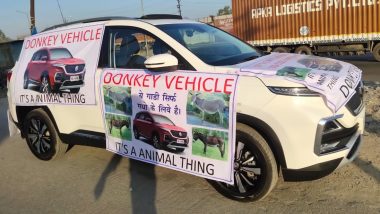Unhappy MG Hector Customer Uses Donkey To Pull Premium SUV; MG Motor India Comes Clean & Takes Action Against Customer For Referring SUV As 'Donkey Vehicle' - Watch Video