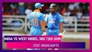 IND vs WI Stat Highlights, 3rd T20I 2019: KL Rahul, Virat Kohli & Rohit Sharma Help India Win Series