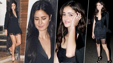 Blazer Game and Lacy Hem! Katrina Kaif and Ananya Panday Give a Chic Touch to their Little Black Dress (View Pics)