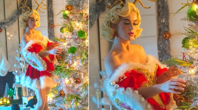 Katy Perry in Racy Sexy Santa Costume and Antlers Is Making Netizens Go Crazy