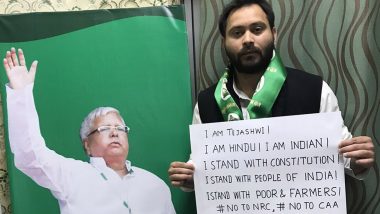 Tejashwi Yadav Joins Anti-CAA Protests, Tweets Picture With Poster Reading  'I am Hindu, I am Indian' | 🗳️ LatestLY