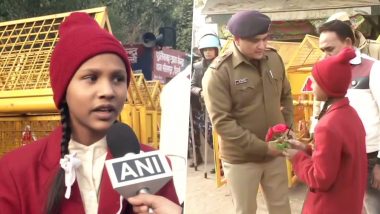 Delhi School Girl Gives Roses to Police Officer, Urges Him to Maintain Peace Amid Ongoing CAA Protests; See Pics