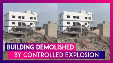 Indore: Illegal Building Demolished Through Controlled Explosion