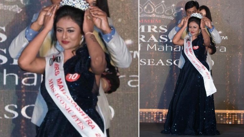 Mrs Sukanya Sengupta Chakravorty from Nashik Wins the Mrs Iconic Eyes Subtitle Crown at Mrs Maharashtra Empess 2019