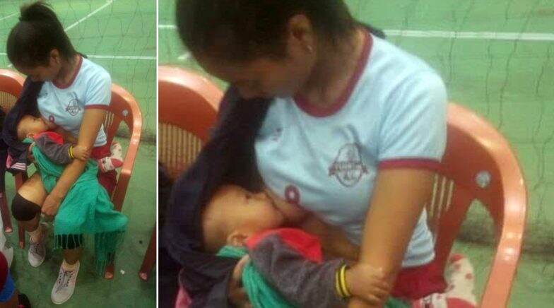Mizoram Volleyball Player Breastfeeds Baby in the Middle of the Game! Heart-Warming Pic Goes Viral