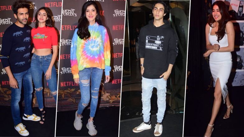 Ghost Stories Screening: Kartik Aaryan, Ananya Panday, Aryan Khan Cheer for Janhvi Kapoor and Others (View Pics)