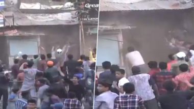 Watch: Anti-CAA Protesters in Ahmedabad Caught on Video Pelting Stones at Two Policemen