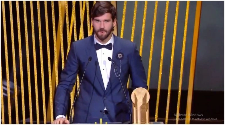 Alisson Becker Wins Yashin Trophy at Ballon d’Or 2019 Awards Ceremony