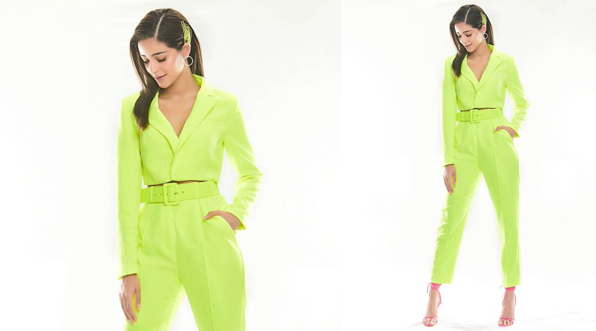 Ananya Panday in neon yellow Oh Polly suit for Pati, Patni Aur Woh promotions (2)
