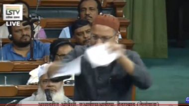 Asaduddin Owaisi Tears Up Citizenship Amendment Bill Copy in Lok Sabha, Calls CAB 'Unconstitutional' - Watch Video